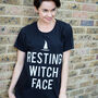 Resting Witch Face Women’s Halloween Slogan T Shirt, thumbnail 2 of 4