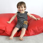 Personalised Stripy Baby Unisex Jumpsuit Sleeveless, thumbnail 2 of 8