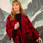 Black Embroidered Butterflies Wine Short Kimono, thumbnail 3 of 7
