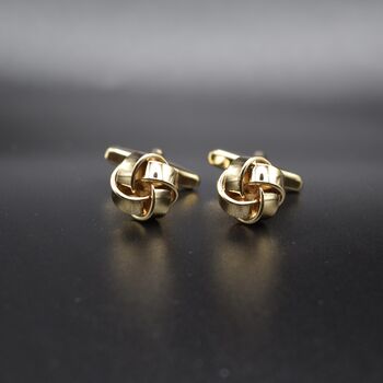 Knot Gold Cufflinks Gift For Men 316 L Stainless Steel Wedding Accessory, 3 of 5