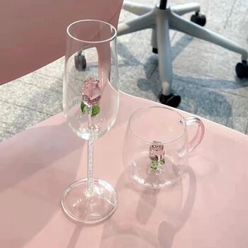 Rose Champagne Glass Crystal Stem, 3 of 6