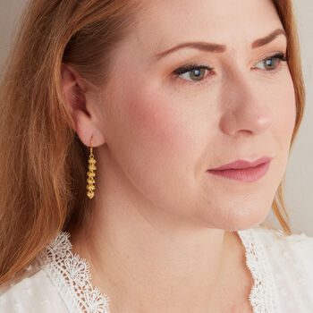 Gold Filigree Beaded Drop Earrings, 18 K Vermeil, 4 of 6
