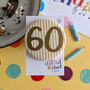 Kids Birthday Custom Age Badge, Blue Or Yellow Stripe Linen, thumbnail 5 of 5