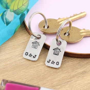 Couples New Home Gift Personalised Pair Small Keyrings, 5 of 5