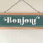 Bonjour Hallway Oak Hanging Sign, thumbnail 3 of 5
