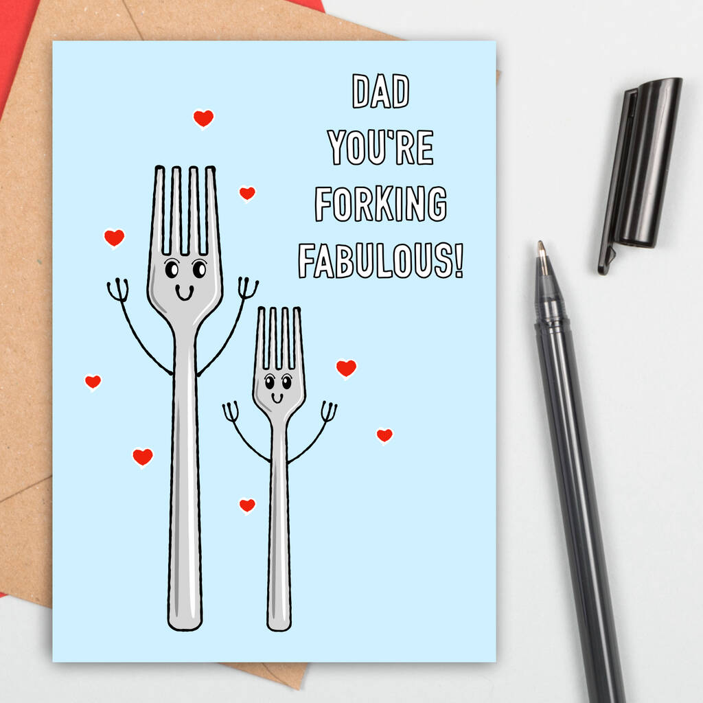 Funny Forking Fabulous Large Size Dad Card, 1 of 2
