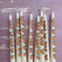 Hand Painted Pair Of Orange Blossom Taper Candles, thumbnail 5 of 5