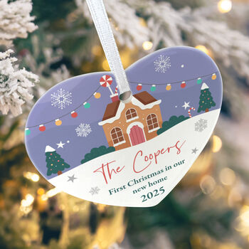 First Christmas New Home Ceramic Heart Hanging Decoration Bauble + Gift Box, 5 of 7