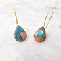 Pink Opal Turquoise Gold Plated Wire Drop Earrings, thumbnail 1 of 4