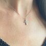 Sterling Silver And Pearl Mini Cross Necklace, thumbnail 1 of 2