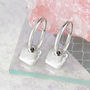 Organic Textured Sterling Silver Square Hoop Earrings, thumbnail 1 of 4