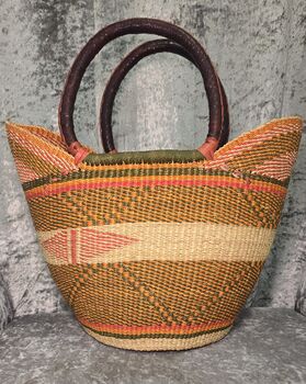 Natural And Green Handwoven Market Basket, 5 of 5