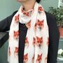 Fox Head Print Scarf In Personalised Gift Box, thumbnail 3 of 6