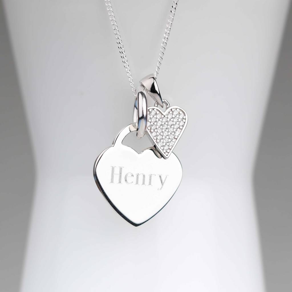 Personalized Heart Necklace, Name Heart Necklace, Engraved Heart Necklace, Silver  Heart Necklace, Custom Heart Necklace, Love necklace.