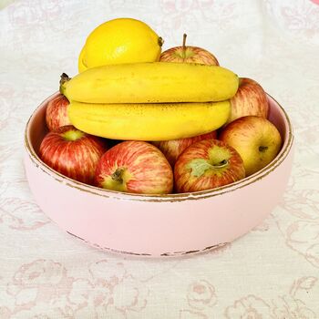 Antique Painted Pink Wooden Fruit Bowl ~ Five, 3 of 6