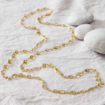 Green Peridot Gold Plated Silver Layering Necklace, 4 of 12