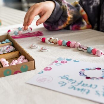 Personalised Unicorn Rainbow Wooden Bead Making Kit, 7 of 9