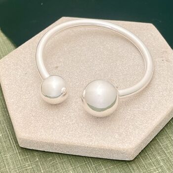 Adjustable Silver Plated Double Ball Bangle, 2 of 5