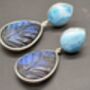 Labradorite, Blue Larimar Sterling Silver Earrings, thumbnail 5 of 9