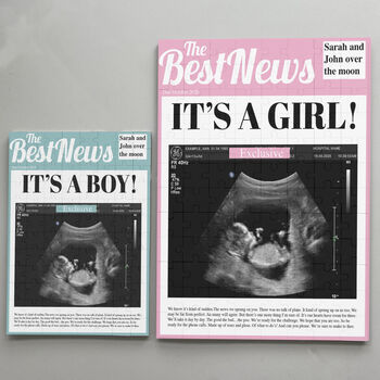 Personalised Newspaper Baby Announcement Puzzle, 2 of 5