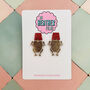 Gold Turkey Glitter Christmas Resin Earrings, thumbnail 1 of 4