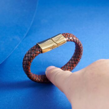 Personalised Brown Leather Bracelet Mens Gift Ideas, 4 of 12