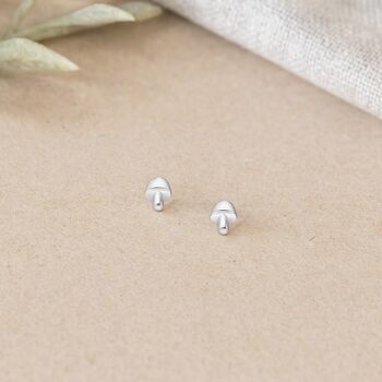 Sterling Silver Tiny Mushroom Stud Earrings, 3 of 7