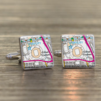 Favourite Place Football Stadium Map Cufflinks For Dad, 6 of 12
