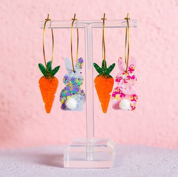 Carrot And Rabbit Hoop Earrings, Easter Gift, 2 of 6