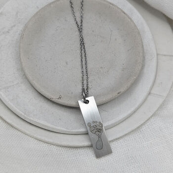 Handprint Footprint Slim Tag Steel Necklace, 2 of 6