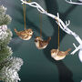G Decor Set Of Three Cute Golden Songbird Trio Handcrafted Festive Bird Christmas Tree Hanging Decorations, thumbnail 1 of 5