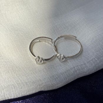 Pure Silver Adjustable Plain Heart Slim Toe Ring, 3 of 3