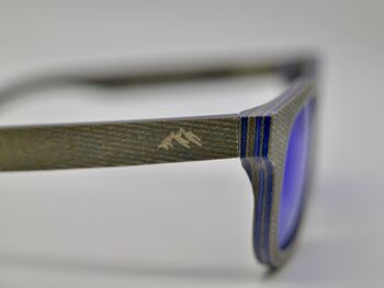 Boatmans Recycled Denim Frame And Blue Lens Sunglasses, 10 of 11