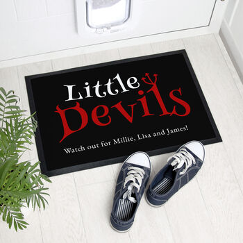 Personalised Halloween Little Devils Indoor Doormat, 2 of 4