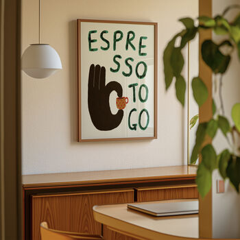 Espresso To Go Hand Painted Kitchen Print, 6 of 8