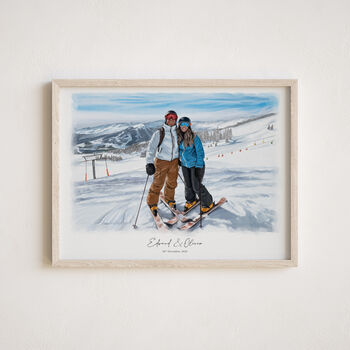 Engagement Gift Custom Couple Portrait Painting Hand Drawn From Photo, 5 of 12