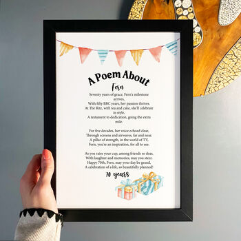 Personalised 70th Birthday Gift Print Special Poem, 2 of 6