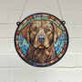 Labrador Chocolate Stained Glass Effect Suncatcher, thumbnail 1 of 6