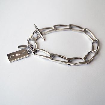 Personalised Heavy Silver Tag Bracelet, 3 of 4