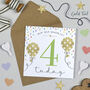 Balloon Brights 4th Birthday Card, thumbnail 1 of 2