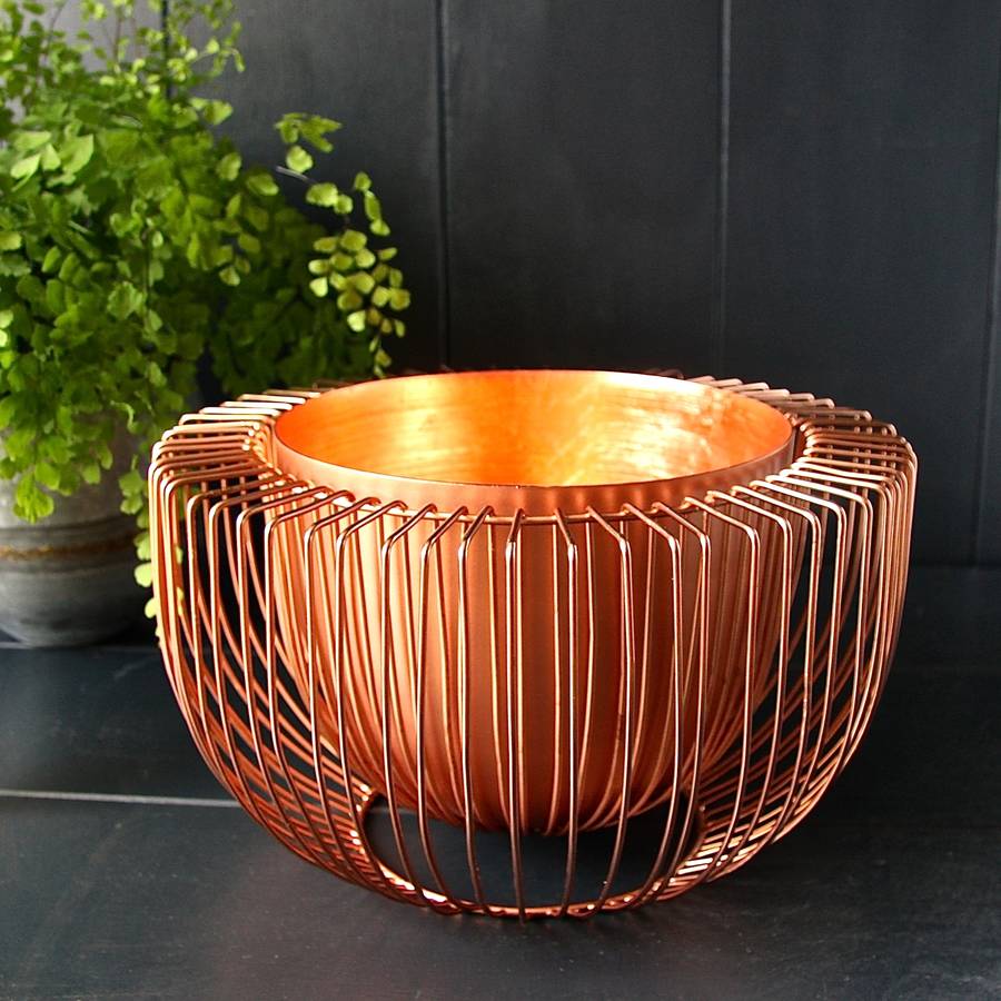 copper wire bowl candle holder by london garden trading