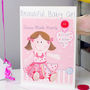 Personalised Rag Doll New Baby Girl Card, thumbnail 2 of 9