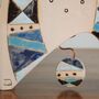 Geometric Triangle Large Mantel Clock With Pendulum. In Shades Of Blue. Handmade Ceramic, thumbnail 5 of 8