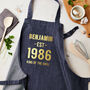 Personalised Blue Denim Established Year Apron, thumbnail 2 of 3