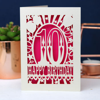Child's Papercut Age Birthday Balloons Card, 4 of 4