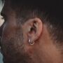 Mens Chunky 925 Sterling Silver Hoop Earrings, thumbnail 2 of 8
