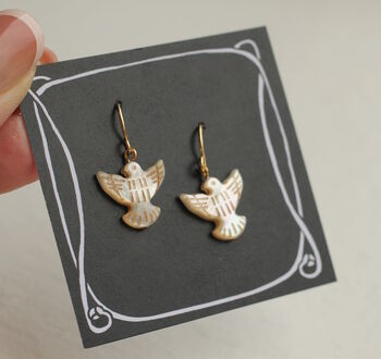 Mother Of Pearl Dove Bird Earrings, 4 of 8