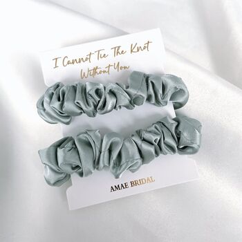 I Cannot Tie The Knot Without You Bridesmaid Scrunchies Sage Green, 3 of 3