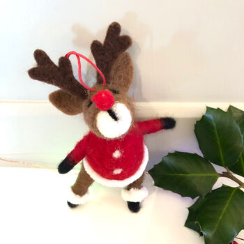 Felt Hanging Reindeer Decoration, 2 of 3