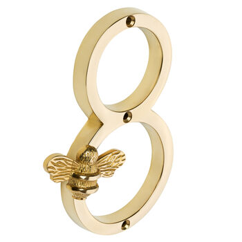 House Numbers With Bee In Brass Finish, 9 of 11